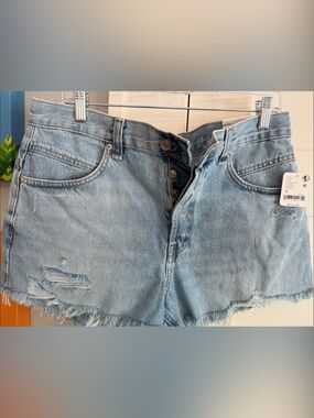 We The Free Light Wash Distressed Denim Cutoff Shorts